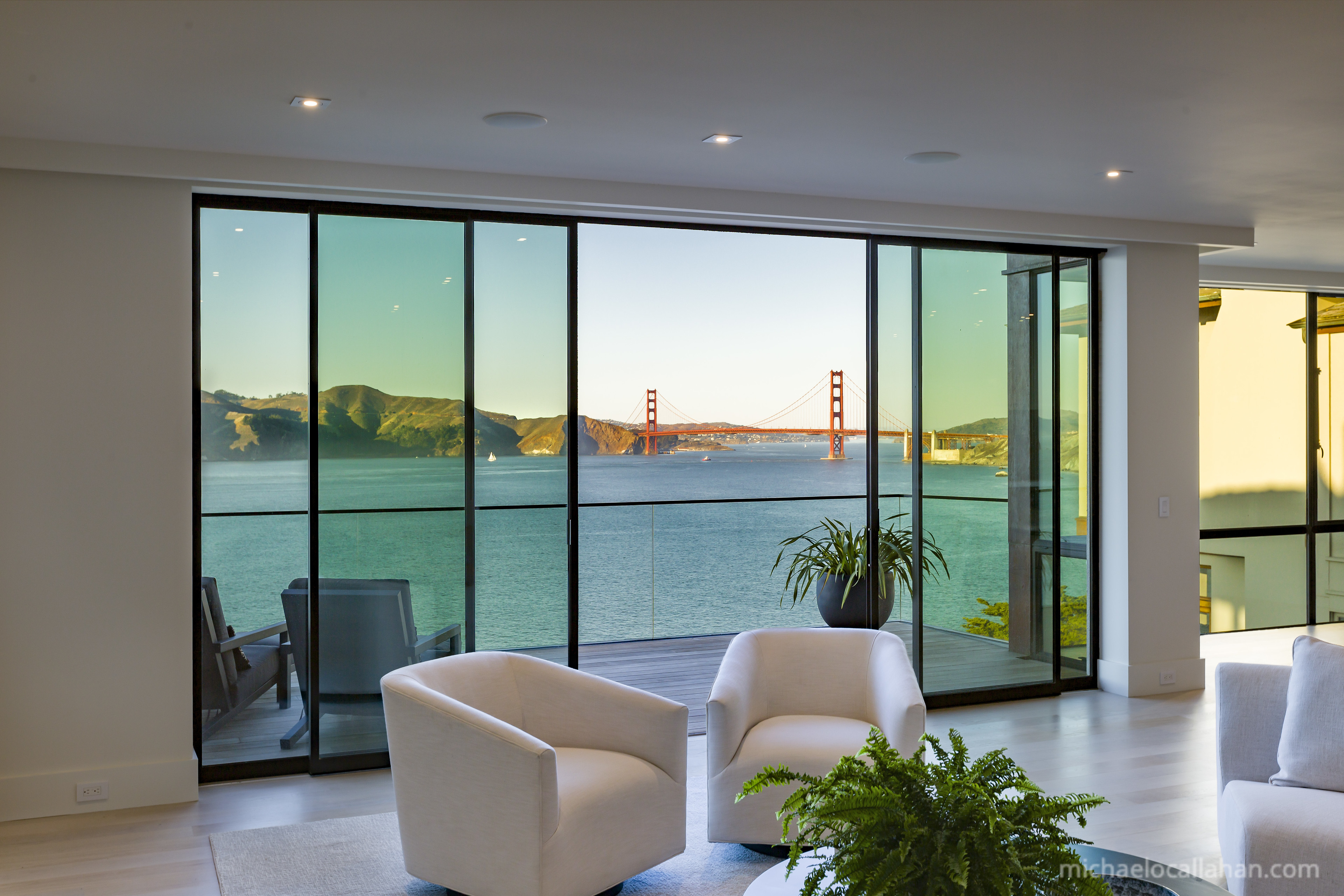 San Francisco living room with Golden Gate view